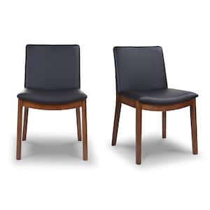 Valentine Mid-Century Modern Black Vegan Leather Dining Chair (Set of 2)