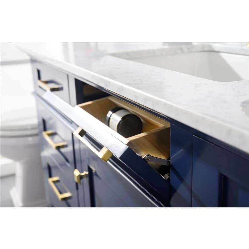 Blue 60" Single Sink Vanity with Carrara Marble Top