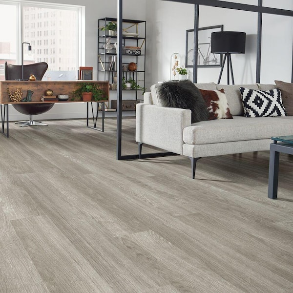 RenoVantage Pro Silver Dawn 12 mil 6.5 in. W x 48 in. L Glue Down Waterproof Vinyl Tile Flooring (38.88 sq. ft./ctn)