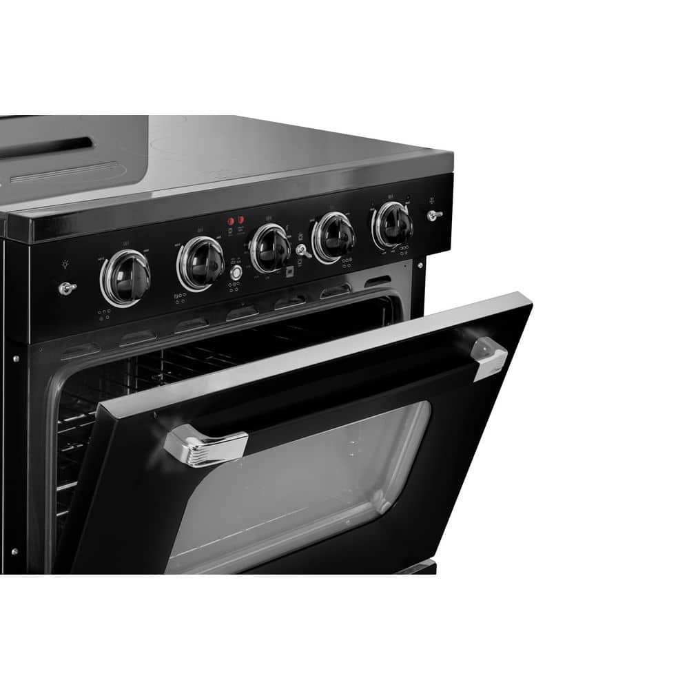 Midnight Black 30" Retro Freestanding Electric Range with Convection Oven