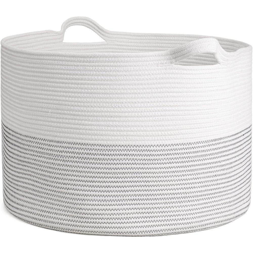 Cubilan Cotton Rope Basket, 21.7 in. x 21.7 in. x 13.8 in. White