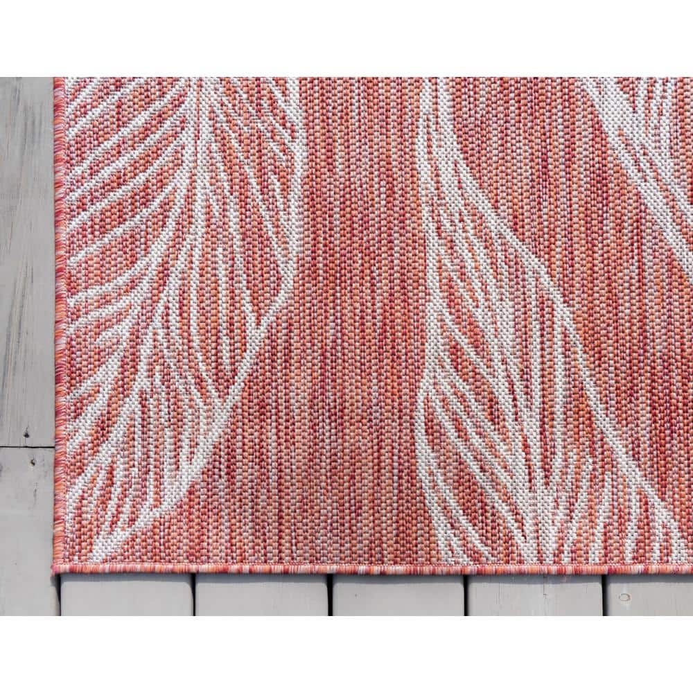 Rustic Red Abstract 9' x 12' Synthetic Outdoor Rug