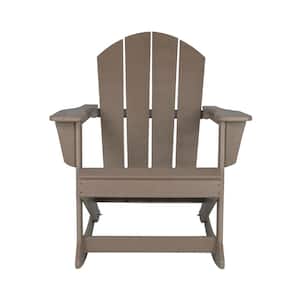 Laguna Set of 4 Fade Resistant Outdoor Patio HDPE Poly Plastic Adirondack Porch Rocking Chair in Weathered Wood