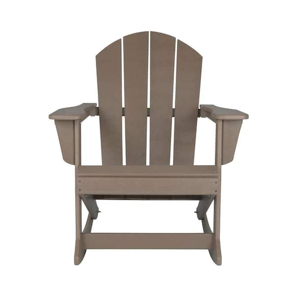 Laguna Set of 4 Fade Resistant Outdoor Patio HDPE Poly Plastic Adirondack Porch Rocking Chair in Weathered Wood