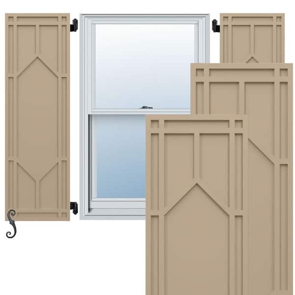 Ekena Millwork EnduraCore Shaker 12-in W x 70-in H Raised Panel Composite Shutters Pair in Primed