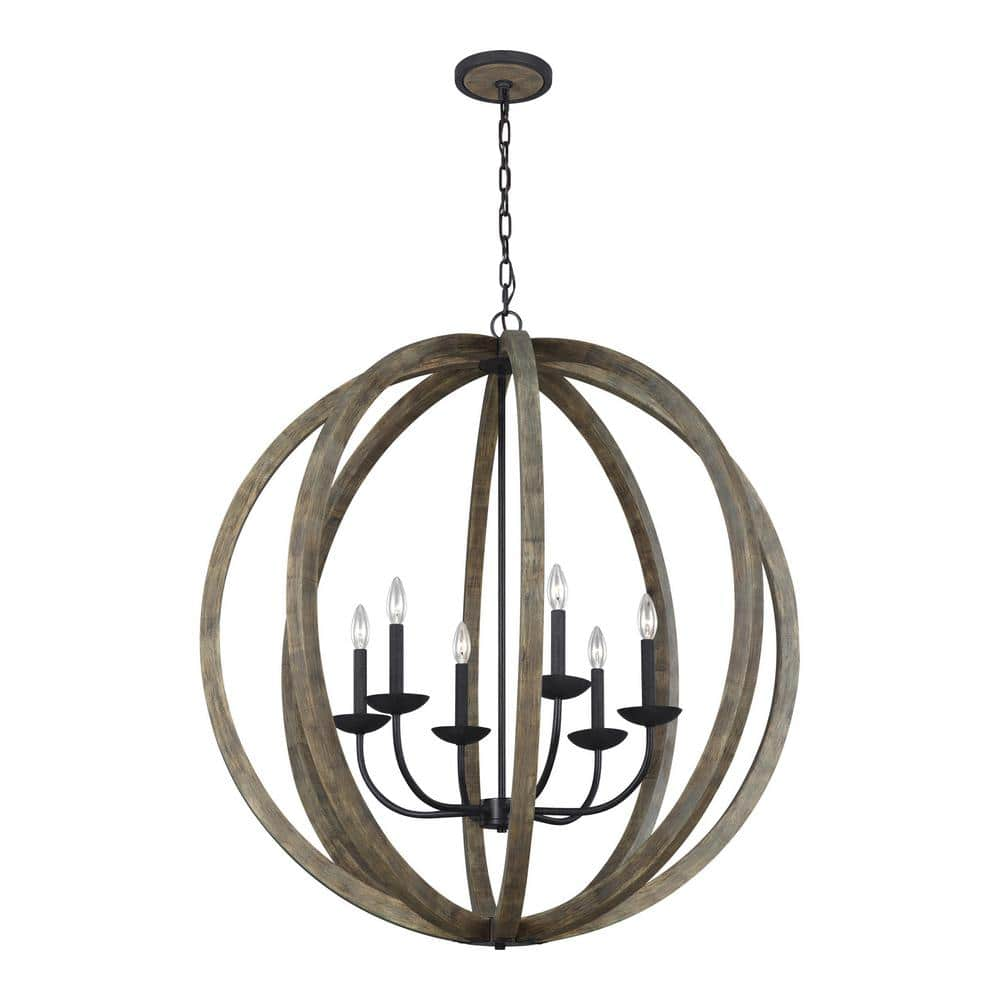 farmhouse weathered oak chandelier