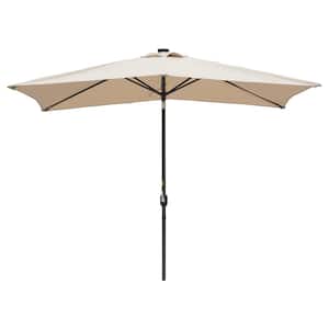10 ft. x 6.5 ft. Rectangular Market Solar LED Light Patio Umbrella in Sand