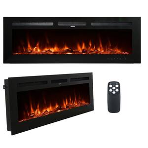 50 in. Wall-Mounted or Built-In Electronic Fireplace Insert with Adjustable Flame in Black