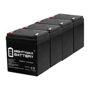 ML5-12 - 12V 5AH Scooter Battery Replaces 4.5Ah Enduring 6FM4.5,6 FM 4.5 - 4 Pack