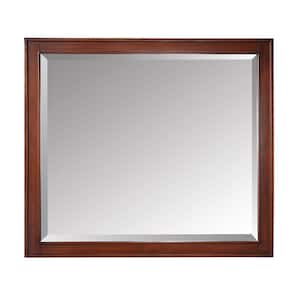 Madison 36 in. W x 32 in. H Framed Rectangular Beveled Edge Bathroom Vanity Mirror in Tobacco