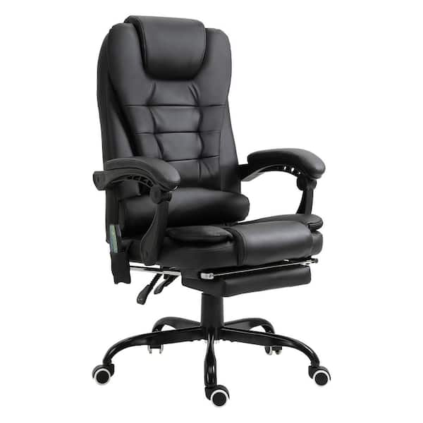 Vinsetto Black PU, Steel Sponge PVC 7-Point Vibrating Massage Office Chair High Back Executive Recliner with Adjustable Height