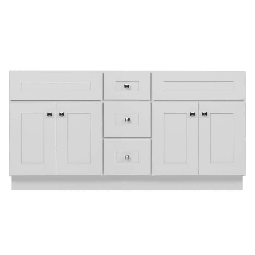 Brookings 60 Inch White Solid Wood Freestanding Bathroom Vanity