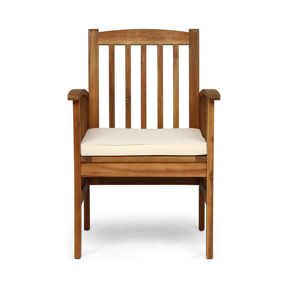 Acacia Wood Outdoor Dining Chair with Beige Cushions (2-Pack) for Backyard, Poolside, Garden price history on PriceWatchPro