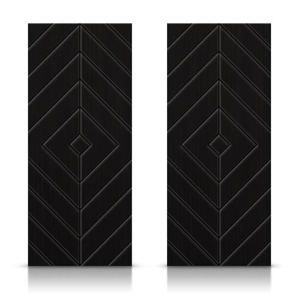 CALHOME 84 in. x 84 in. Hollow Core Black Painted Composite MDF Interior Double Closet Sliding Doors