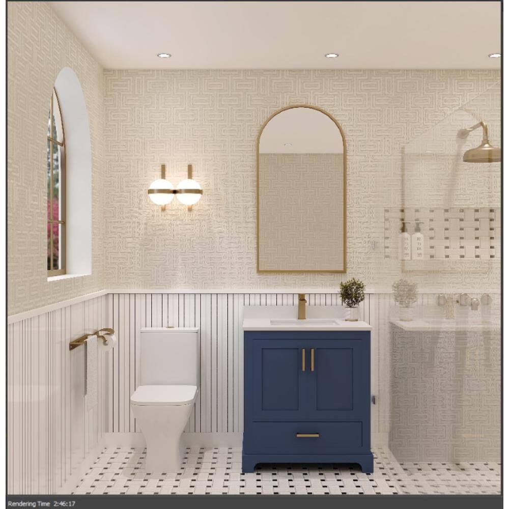 Maya 30 in. Single Sink Freestanding Navy Blue Bath Vanity with White Quartz Top price history on PriceWatchPro