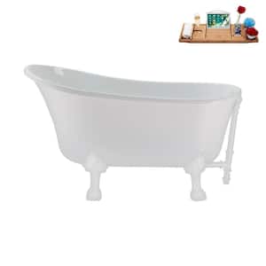 51 in. Acrylic Clawfoot Non-Whirlpool Bathtub in Glossy White with Glossy White Drain And Glossy White Clawfeet