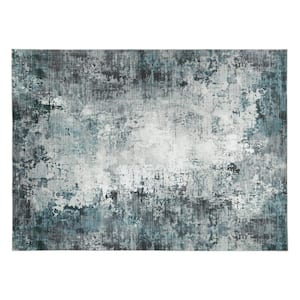 Harmony Abstract Gray 6 ft. X 9 ft. Polyester Indoor Machine Washable Area Rug