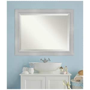 Romano Silver 47.25 in. x 37.25 in. Beveled Rectangle Wood Framed Bathroom Wall Mirror in Silver