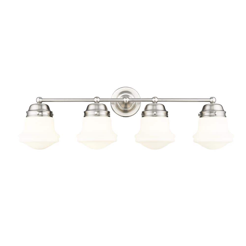 Vaughn 31.5" Brushed Nickel Vanity Light with Opal Glass Shades