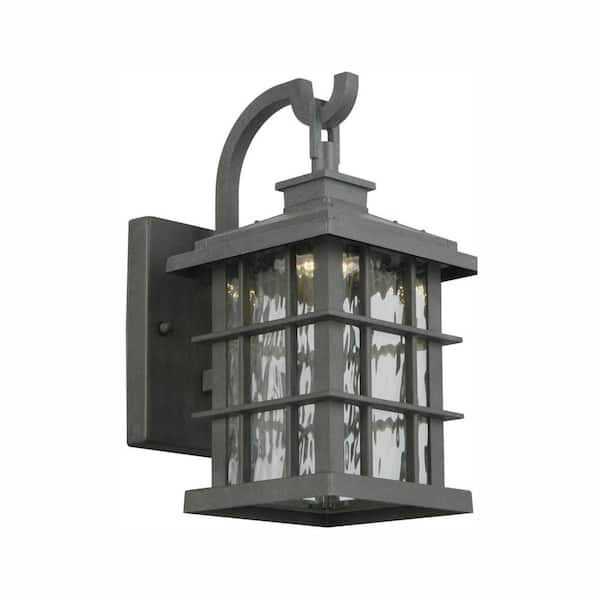 Home Decorators Collection Summit Ridge 11.88 in. Collection Zinc Integrated LED Outdoor Wall Lantern Sconce