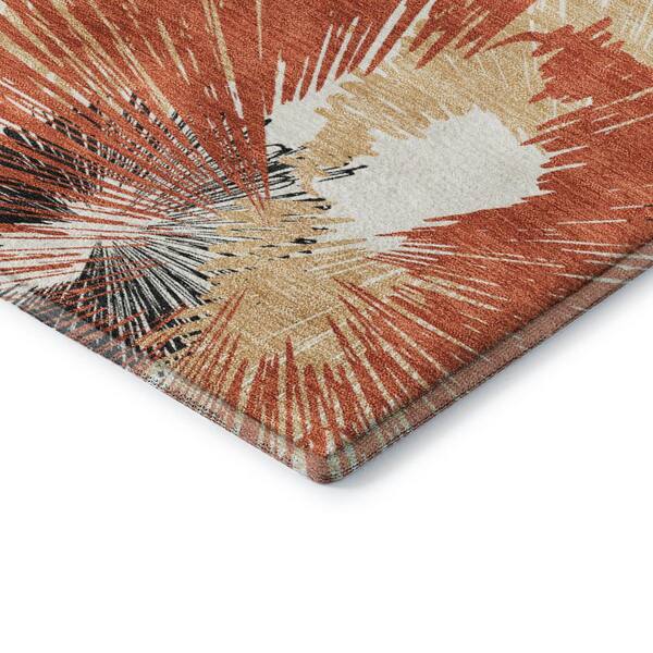 Mayfield Premium Machine Washable Abstract AMF2132 Paprika 10 ft. x 14 ft. Area Rug