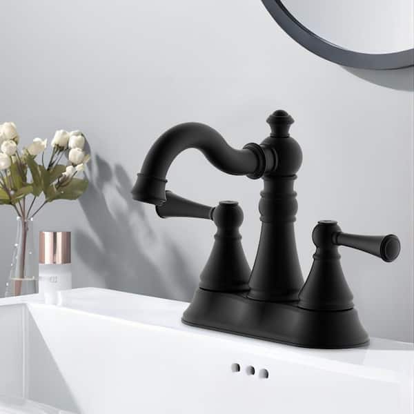 Cassic 4 in. Centerset Double Handle High Arc Bathroom Faucet with Push-Up Pop-Up Drain in Polished Brass