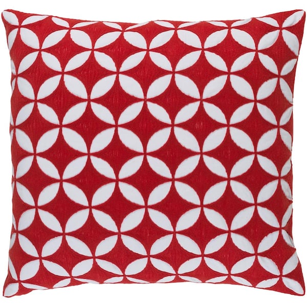 Livabliss Bulstrode Red Geometric Polyester 22 in. x 22 in. Throw Pillow