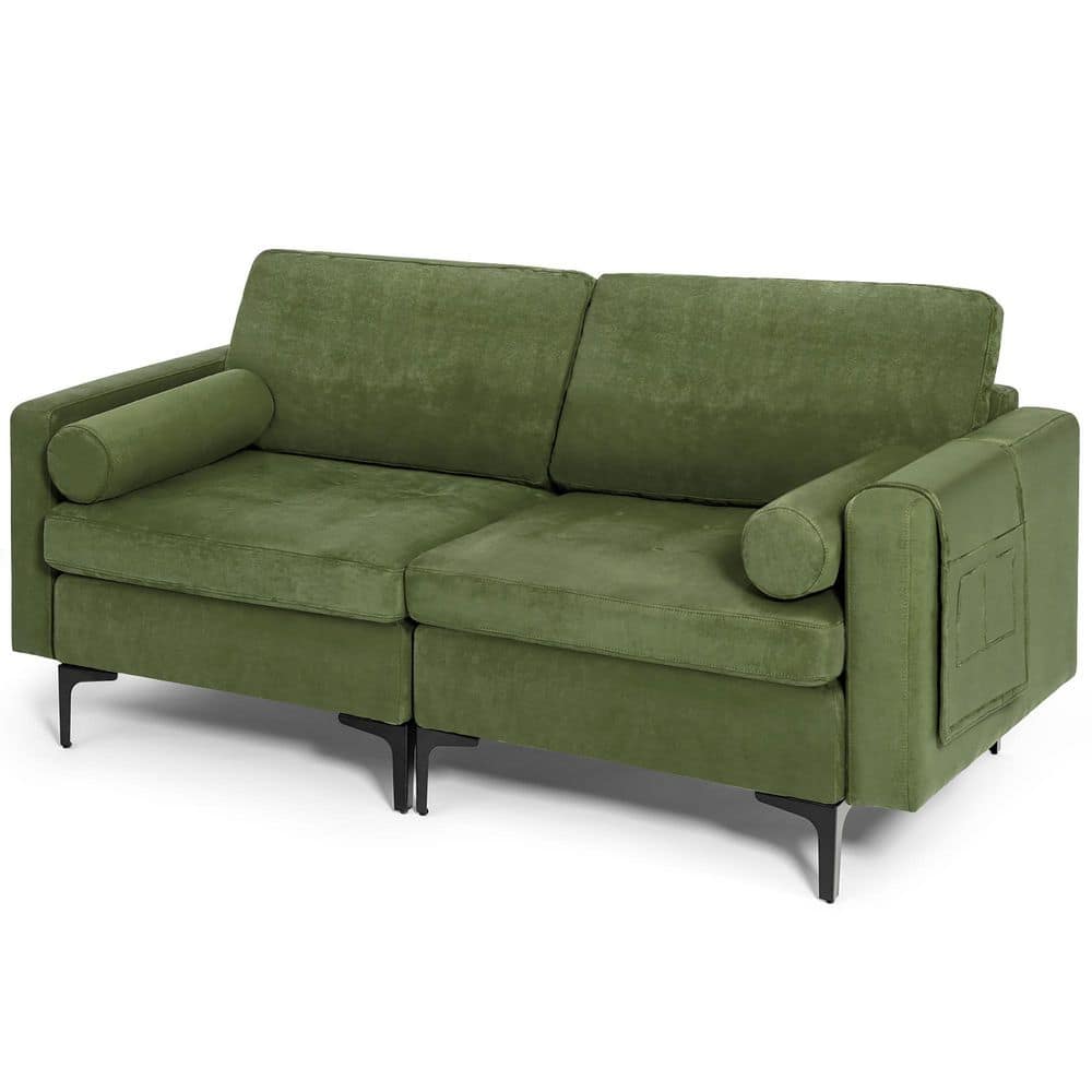 Costway 68 in W Suede Modern Loveseat 2-Seat Sofa Couch with 2