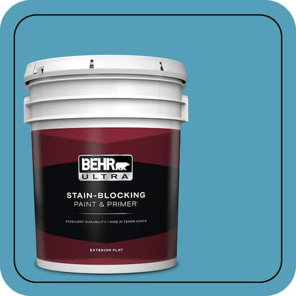 BEHR ULTRA 5 gal. #M480-5A North Pole Blue Flat Exterior Paint & Primer