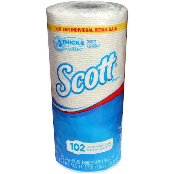 Scott White 1-Ply Paper Towel Roll (102-Sheets per Roll, 24-Rolls per Pack)