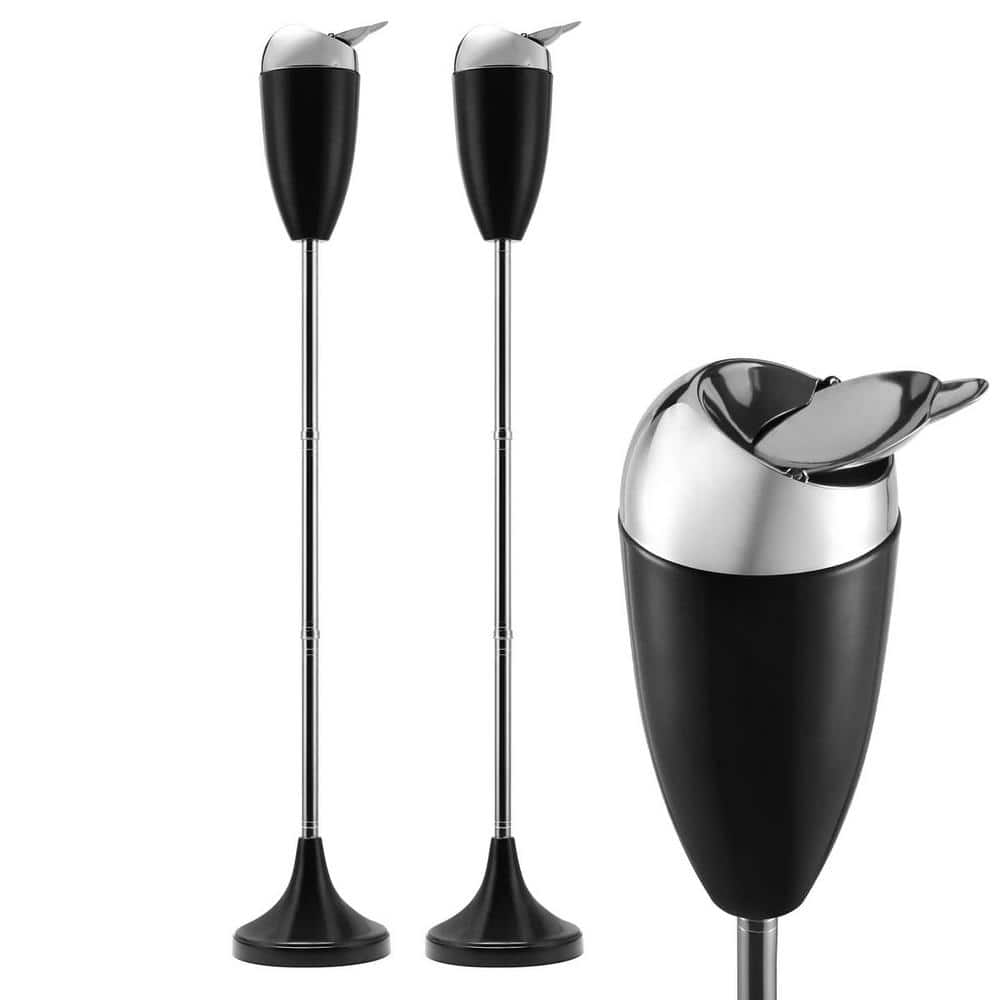 Black Adjustable Stand Ash Butt Holder, 2 Pack Standing Outdoor Ashtray wit