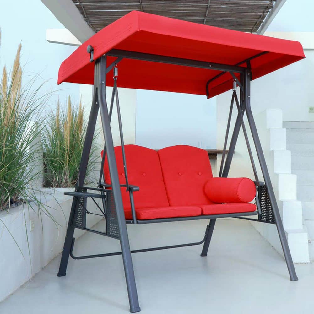 PURPLE LEAF 2-Person All-Weather Steel Frame Porch Swing with