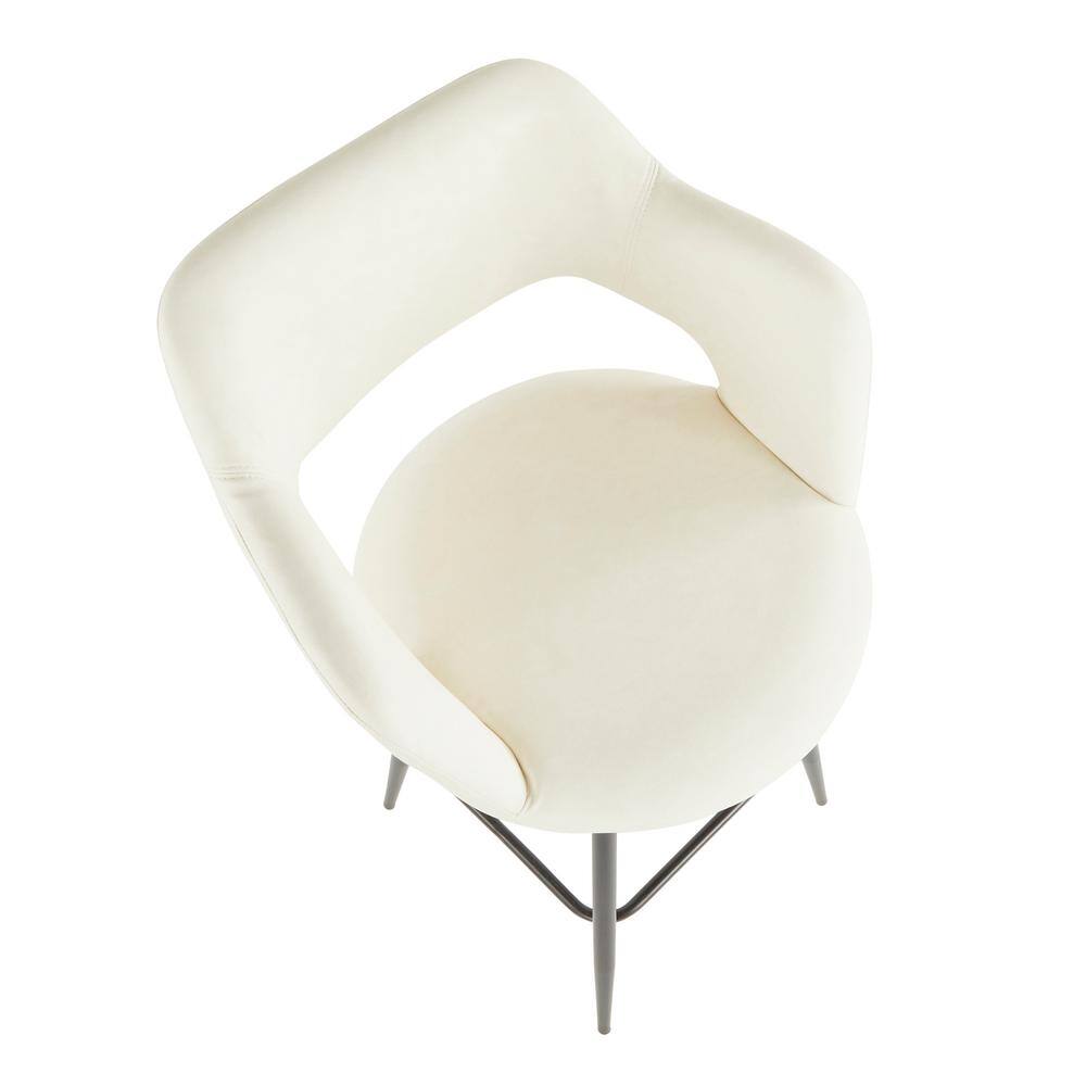 Set of 2 Black Metal and Cream Faux Leather Counter Stools