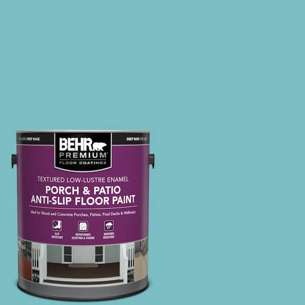 BEHR PREMIUM 1 gal. #M460-4 Pure Turquoise Textured Low-Lustre Enamel Interior/Exterior Porch and Patio Anti-Slip Floor Paint