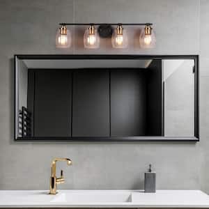 Details about   3 Globe Interior Vanity Bath Light Bar Industrial Clear Glass Matte Black 