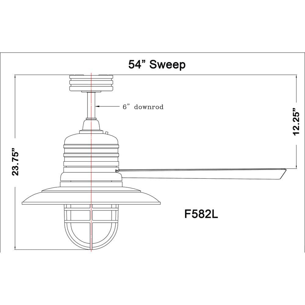 54" Galvanized Silver Industrial Ceiling Fan with LED Light and Remote