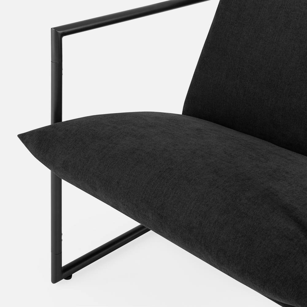 Black Metal Framed Sling Accent Chair with Cushions