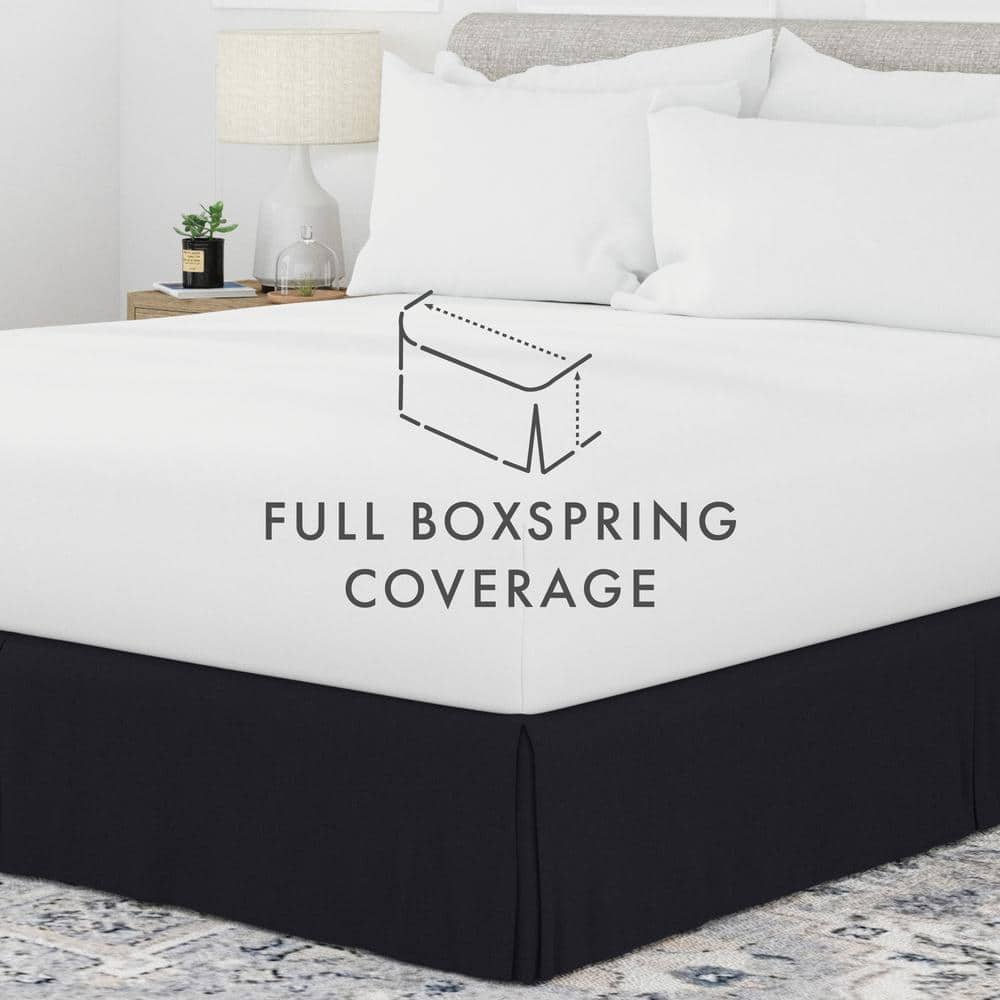 Black Polyester Pleated Twin XL Bed Skirt