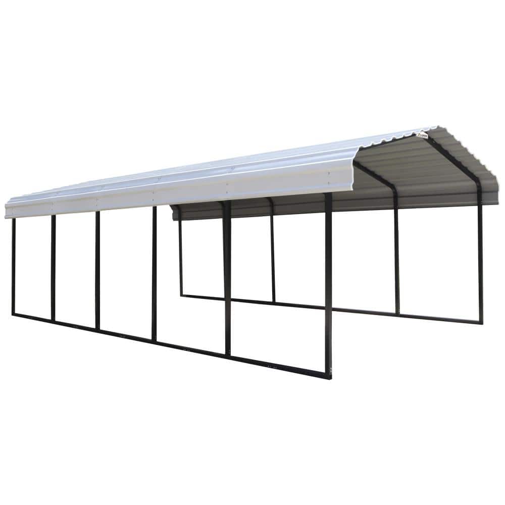 12' x 24' Eggshell Galvanized Steel Carport with Black Frame