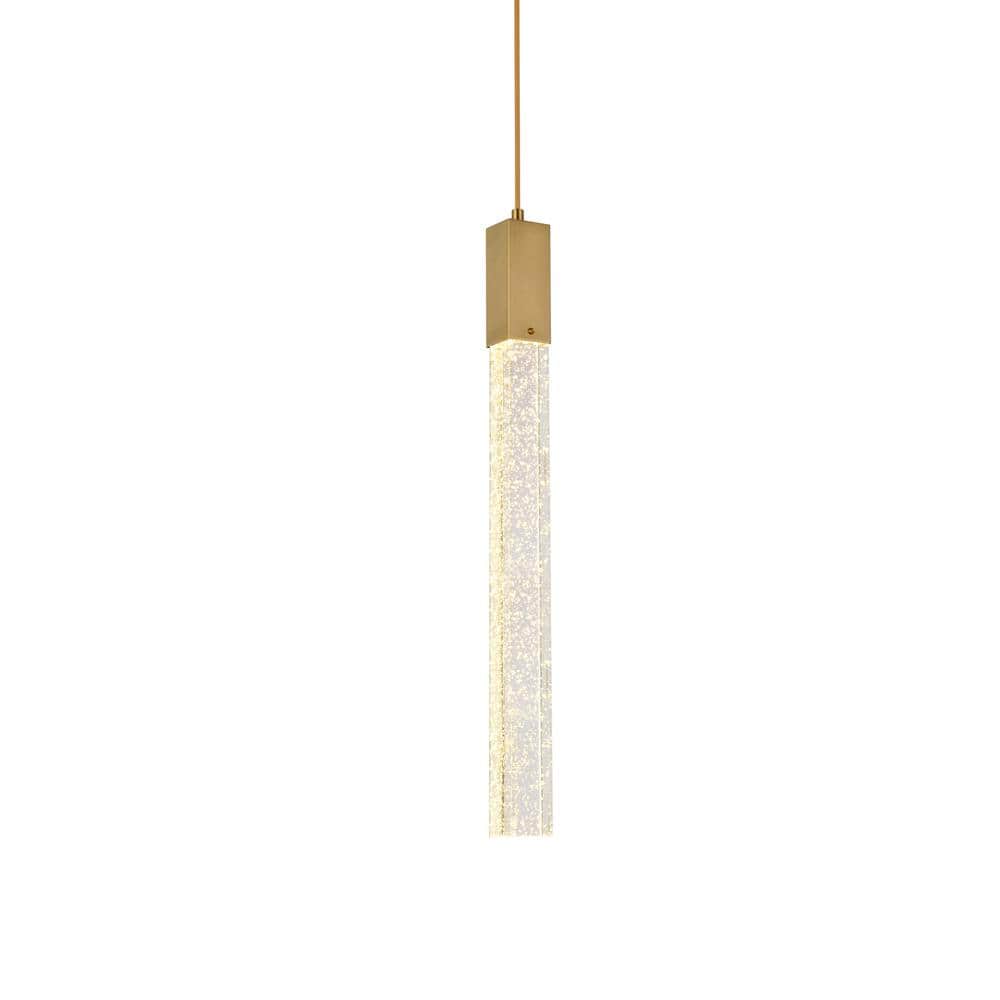 Satin Gold Crystal Raindrop Single Pendant Light