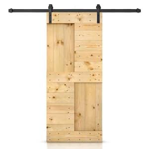 30 in. x 84 in. Unfinished DIY Knotty Pine Wood Interior Sliding Barn Door with Hardware Kit