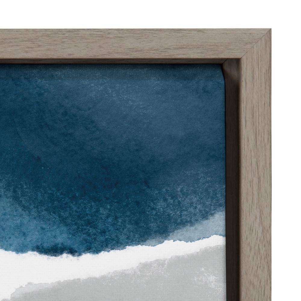 Abstract Blue and Gray Watercolor Canvas Wall Art with Gray Frame