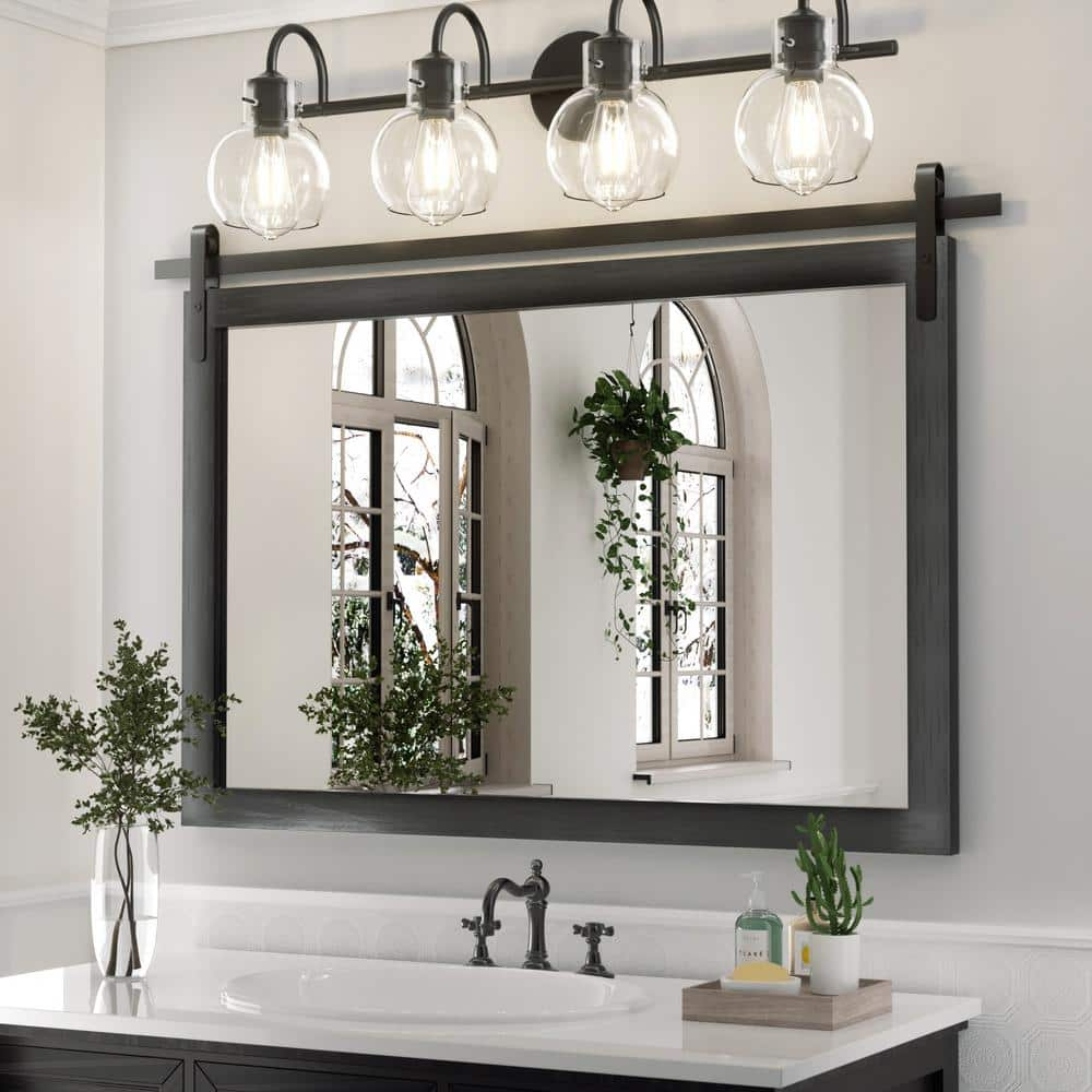 PAIHOME 40 in. W x 26 in. H Large Rectangular Mirrors Wood Framed ...