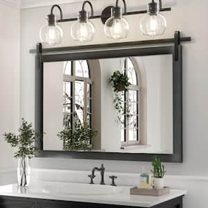 40 in. W x 26 in. H Large Rectangular Mirrors Wood Framed Mirrors Barn Wall Mirrors Bathroom Vanity Mirror in Black