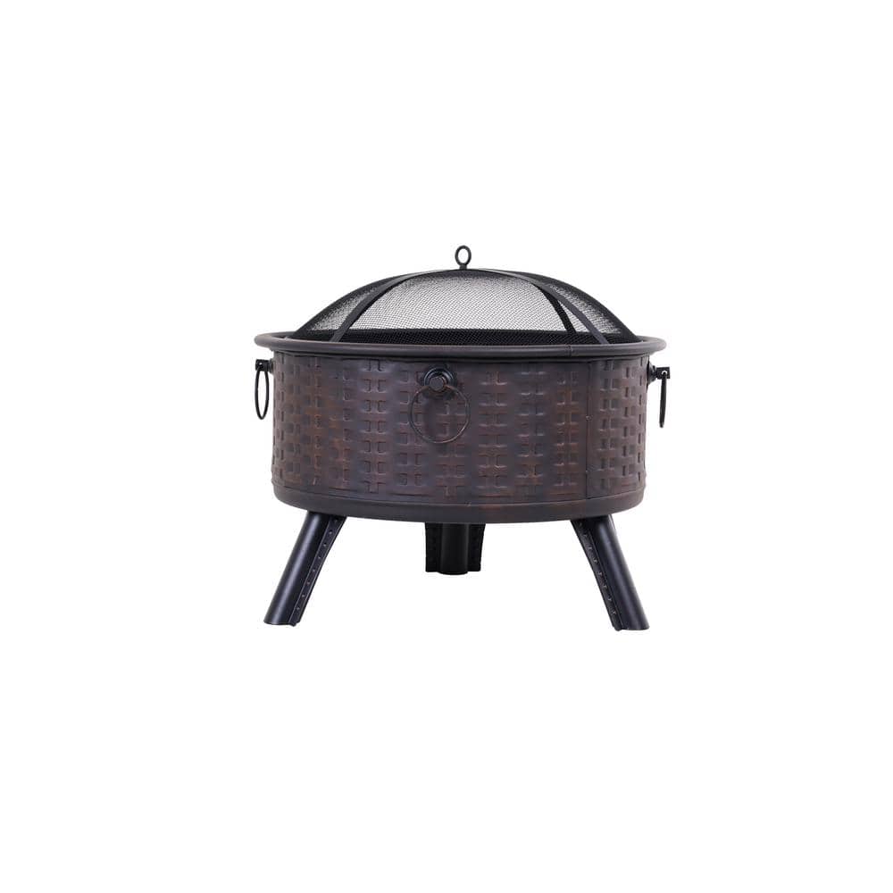 26 in. x 23 in. Outdoor Round Wood Burning Fire Pit with Wire Mesh