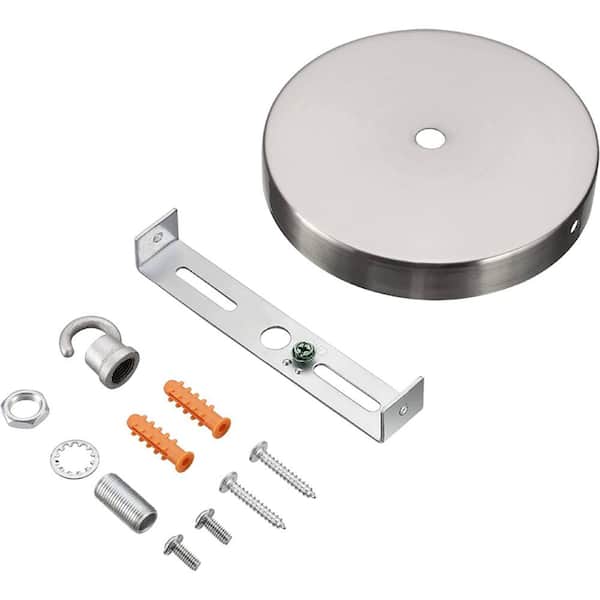 Unbranded 4-3/4 in. Dia with Hook and 7/16 in. Center Hole, Satin Nickel Finish, Chandelier Fixture Canopy Kit