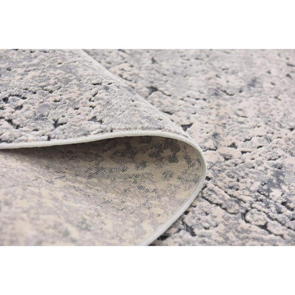 Gray Square Stain-Resistant Synthetic Indoor Rug