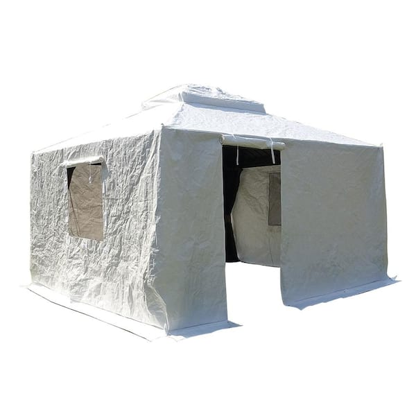Misopily 10 ft. x 12 ft. Outdoor Universal Winter Gazebo Cover with Sidewalls and Mesh Windows for Hardtop Gazebos, White