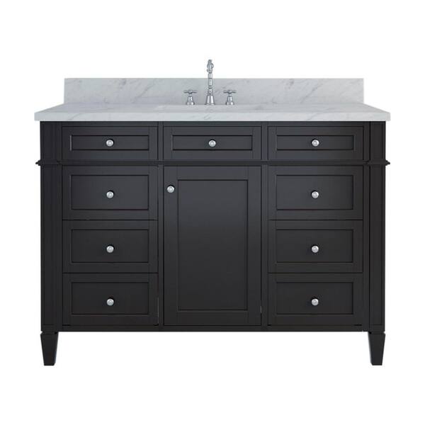 Alya Bath Samantha 48 in. W x 22 in. D Bath Vanity in Espresso with Marble Vanity Top in White with White Basin