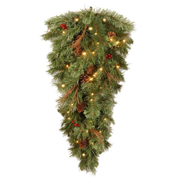 National Tree Company Glistening 36 in. Pine Teardrop with Battery ...